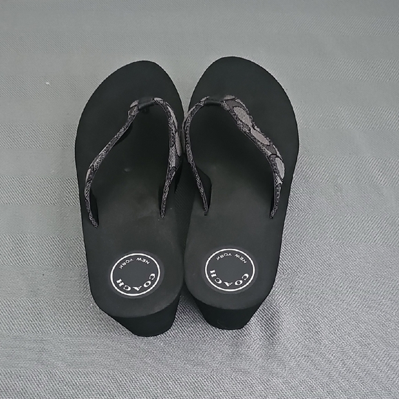 Coach women's black Jen slip-on wedge Flip Flop Sandal Platform - Picture 4 of 9